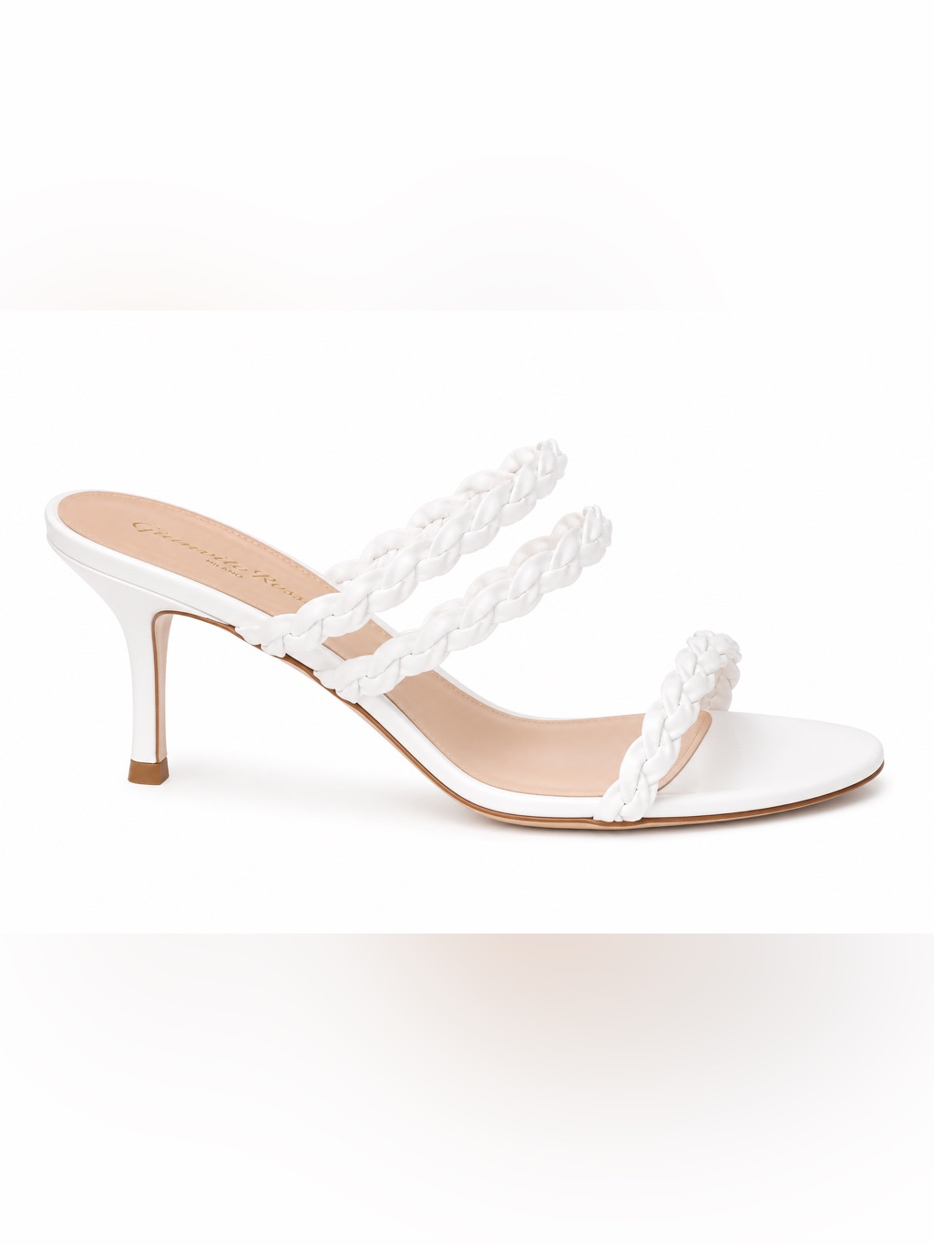 Gianvito Rossi Kai 75 White Leather Braided Strap Mules Size Eu 36.5 Us 6.5 New